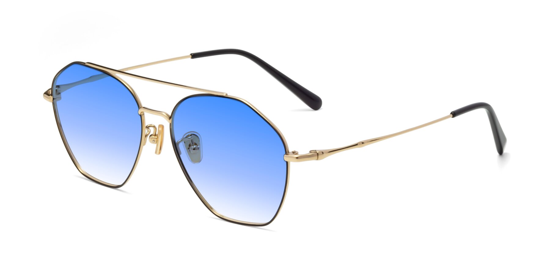 Angle of Linton in Black-Gold with Blue Gradient Lenses