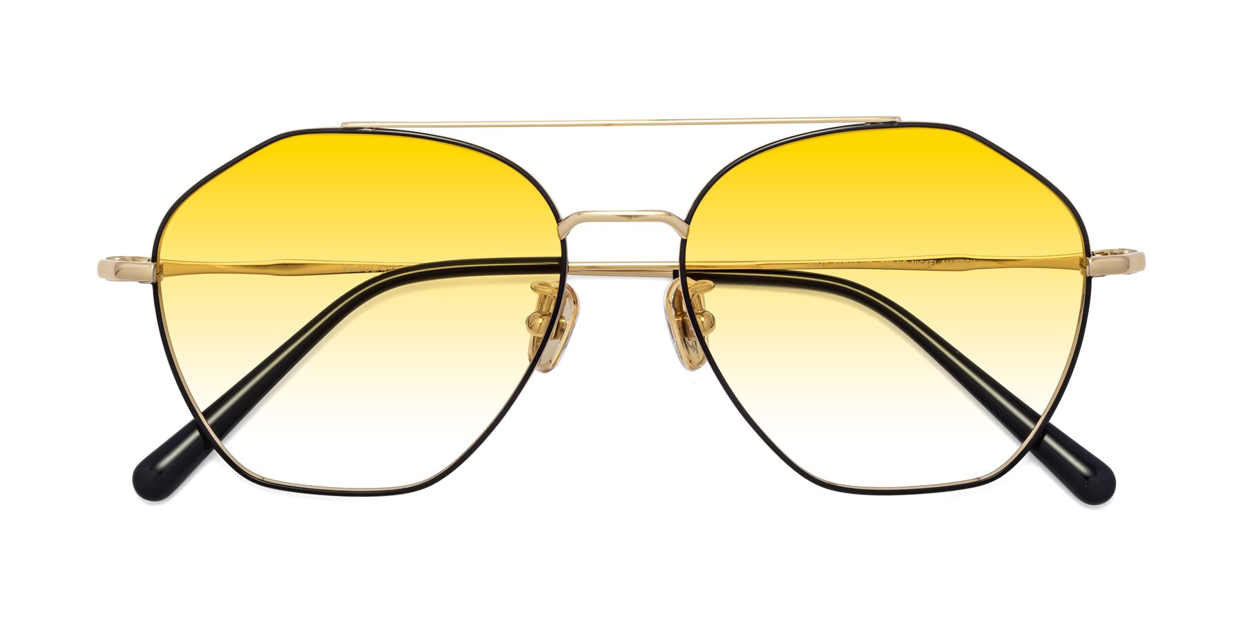 Folded Front of Linton in Black-Gold with Yellow Gradient Lenses