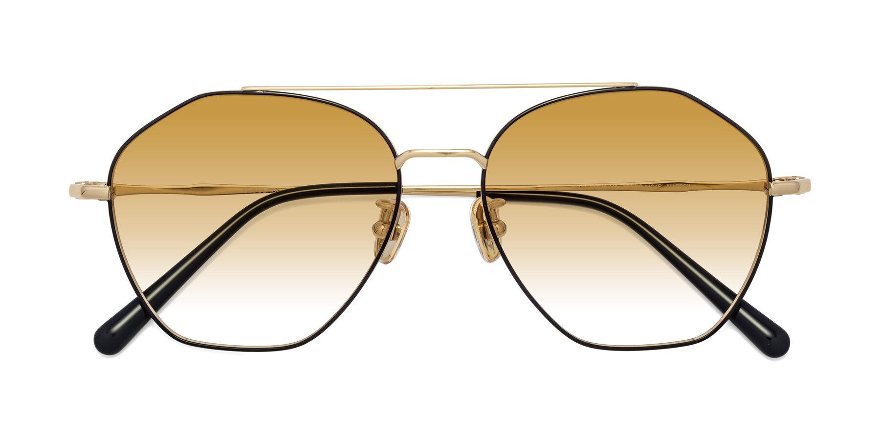 Folded Front of 90042 in Black-Gold with Champagne Gradient Lenses