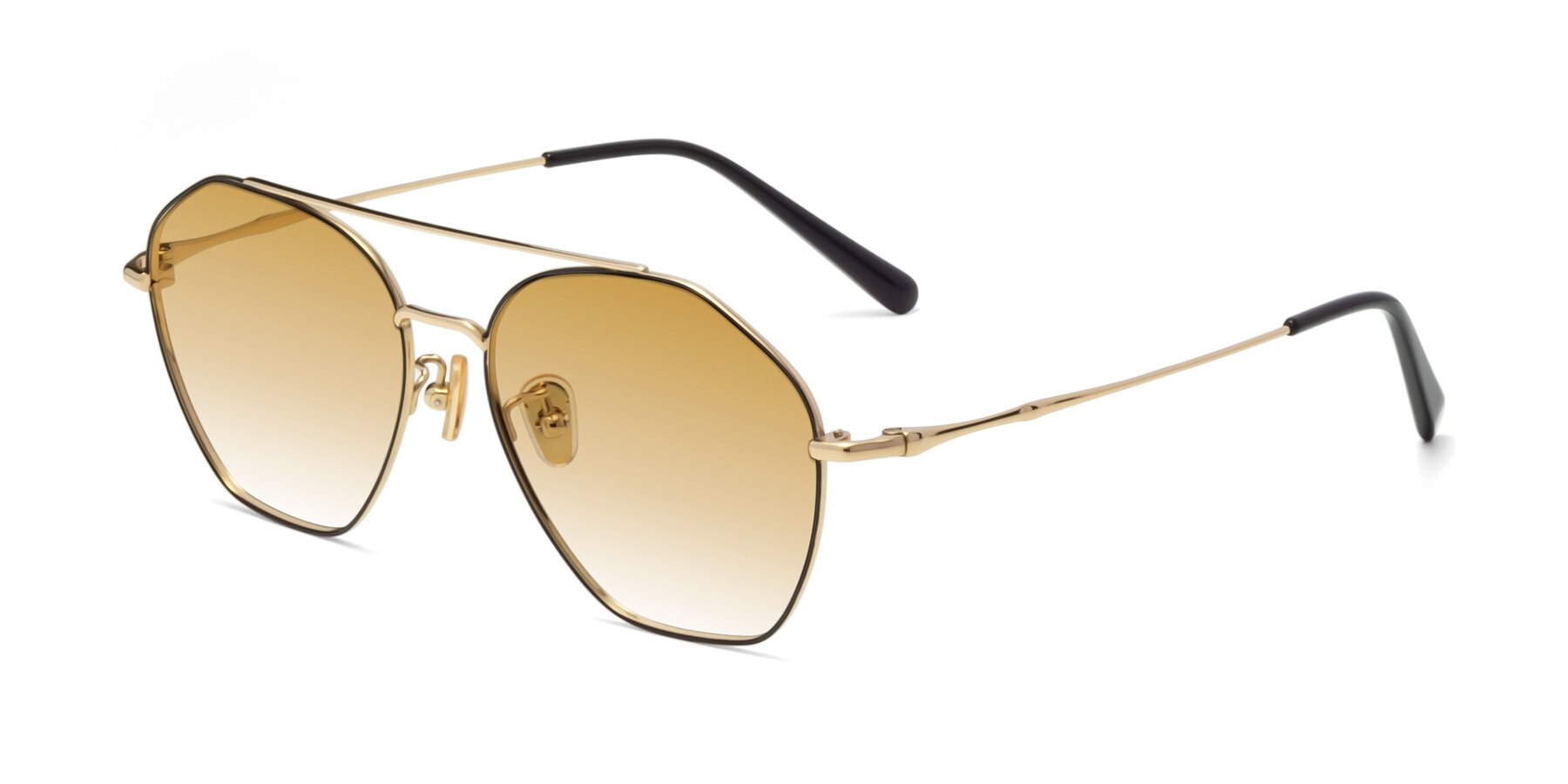 Angle of 90042 in Black-Gold with Champagne Gradient Lenses