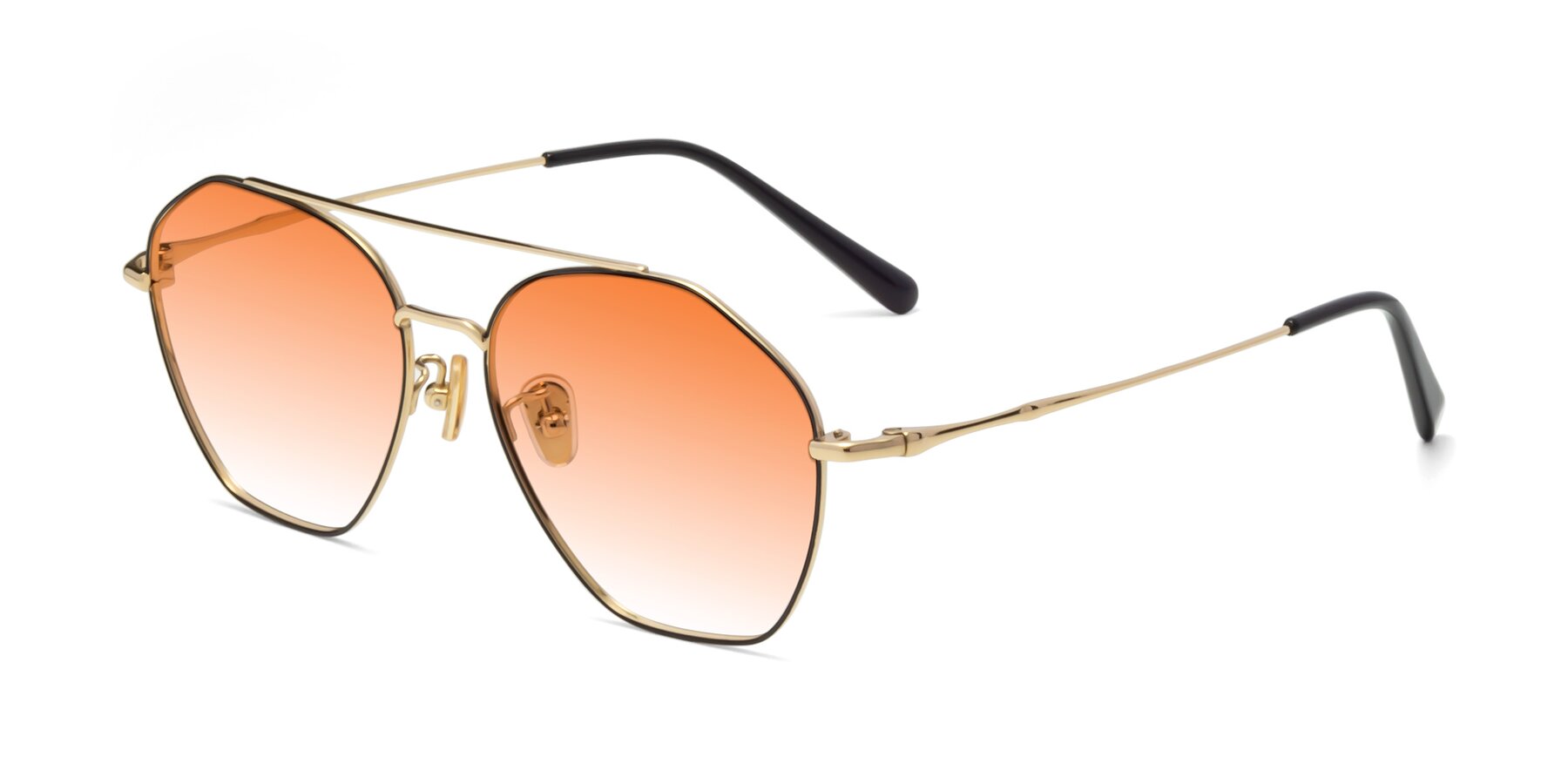 Angle of 90042 in Black-Gold with Orange Gradient Lenses