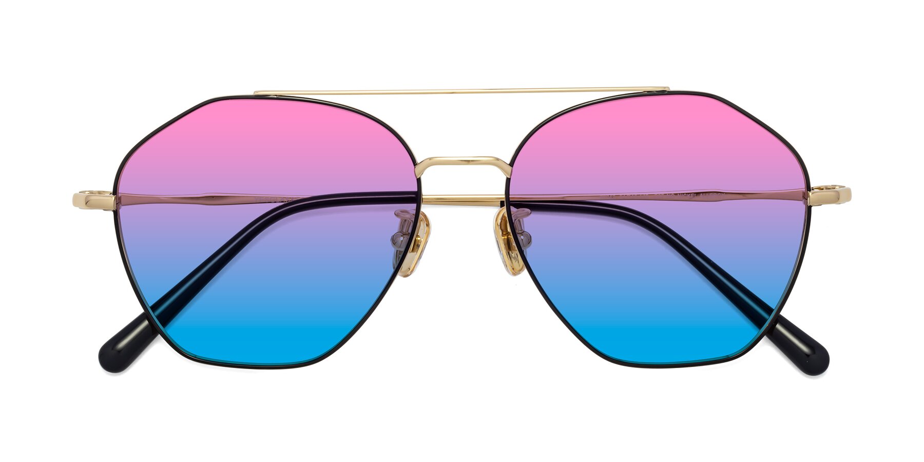 Folded Front of 90042 in Black-Gold with Pink / Blue Gradient Lenses