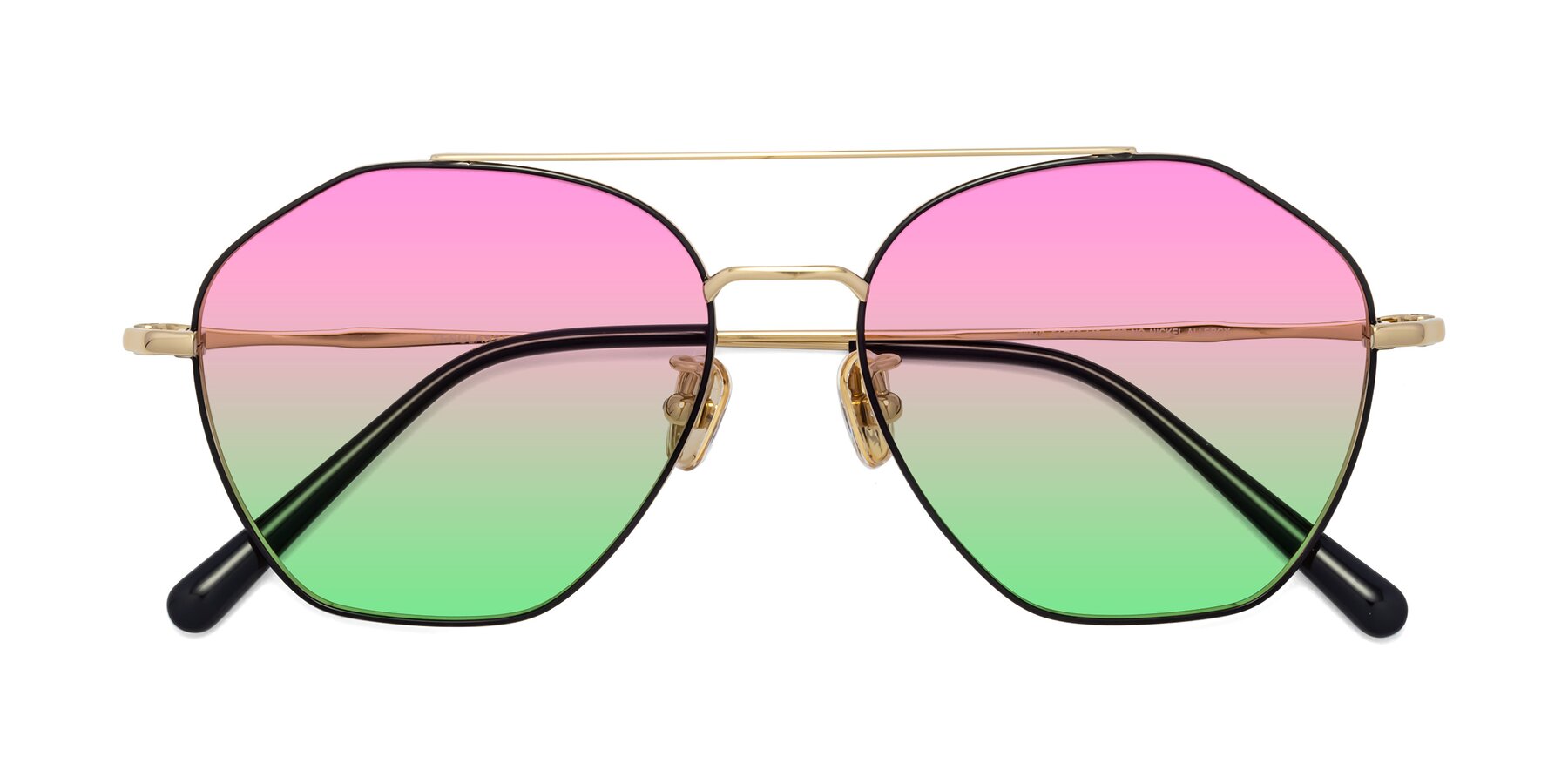 Folded Front of 90042 in Black-Gold with Pink / Green Gradient Lenses
