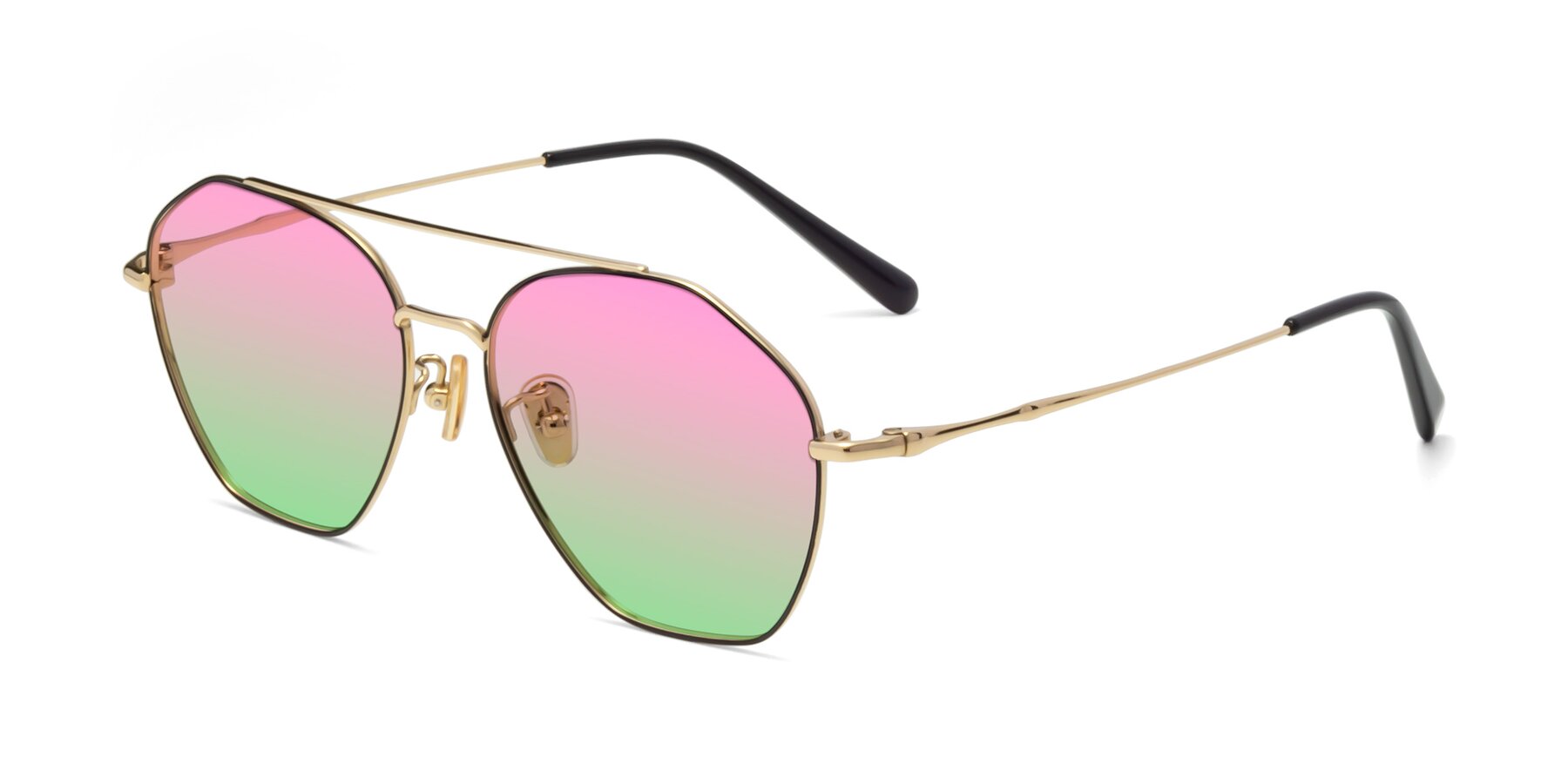 Angle of 90042 in Black-Gold with Pink / Green Gradient Lenses