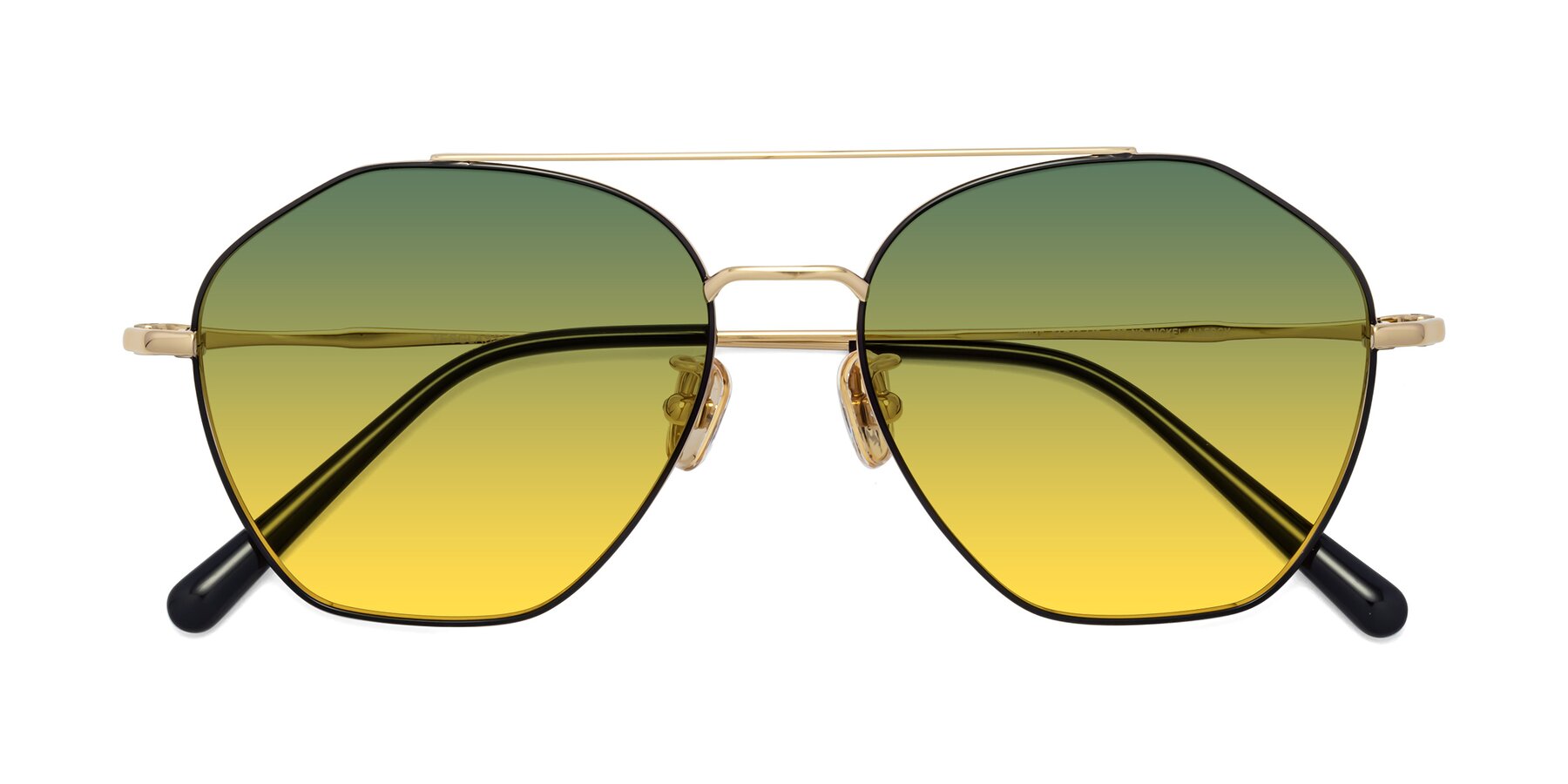 Folded Front of 90042 in Black-Gold with Green / Yellow Gradient Lenses