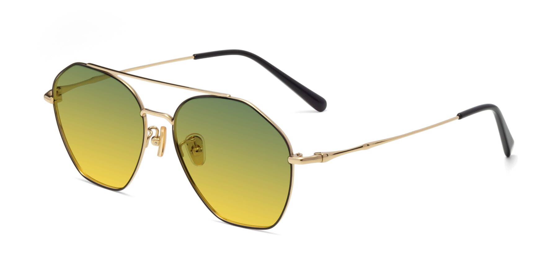Angle of 90042 in Black-Gold with Green / Yellow Gradient Lenses