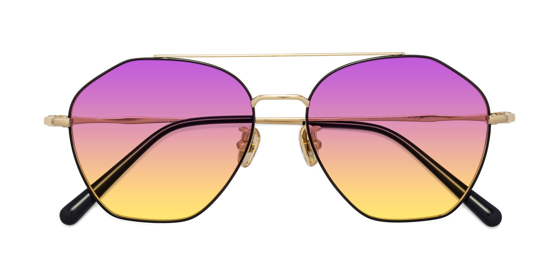 Folded Front of 90042 in Black-Gold with Purple / Yellow Gradient Lenses