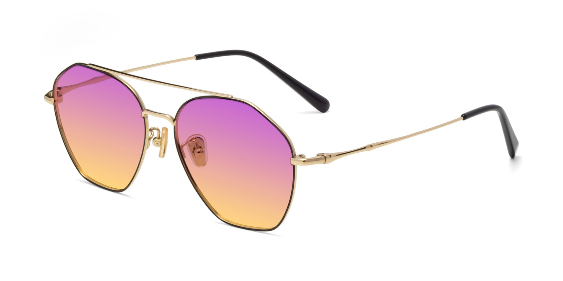 Angle of 90042 in Black-Gold with Purple / Yellow Gradient Lenses
