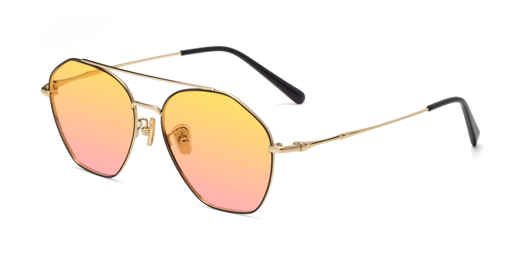 Angle of Linton in Black-Gold with Yellow / Pink Gradient Lenses