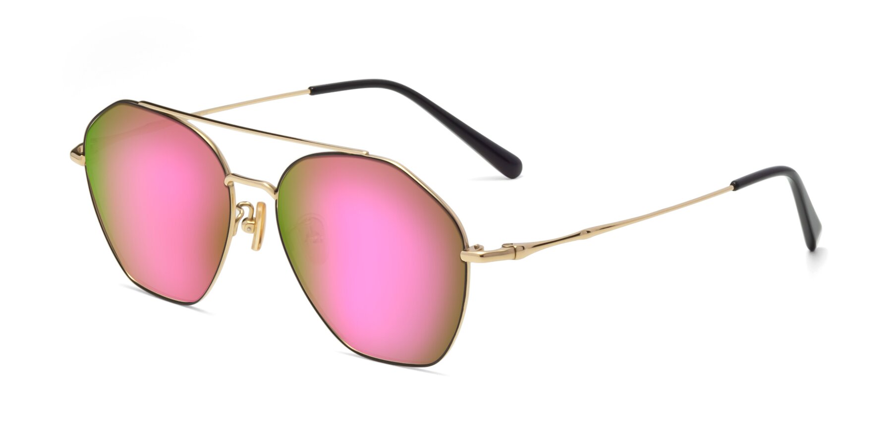 Angle of Linton in Black-Gold with Pink Mirrored Lenses