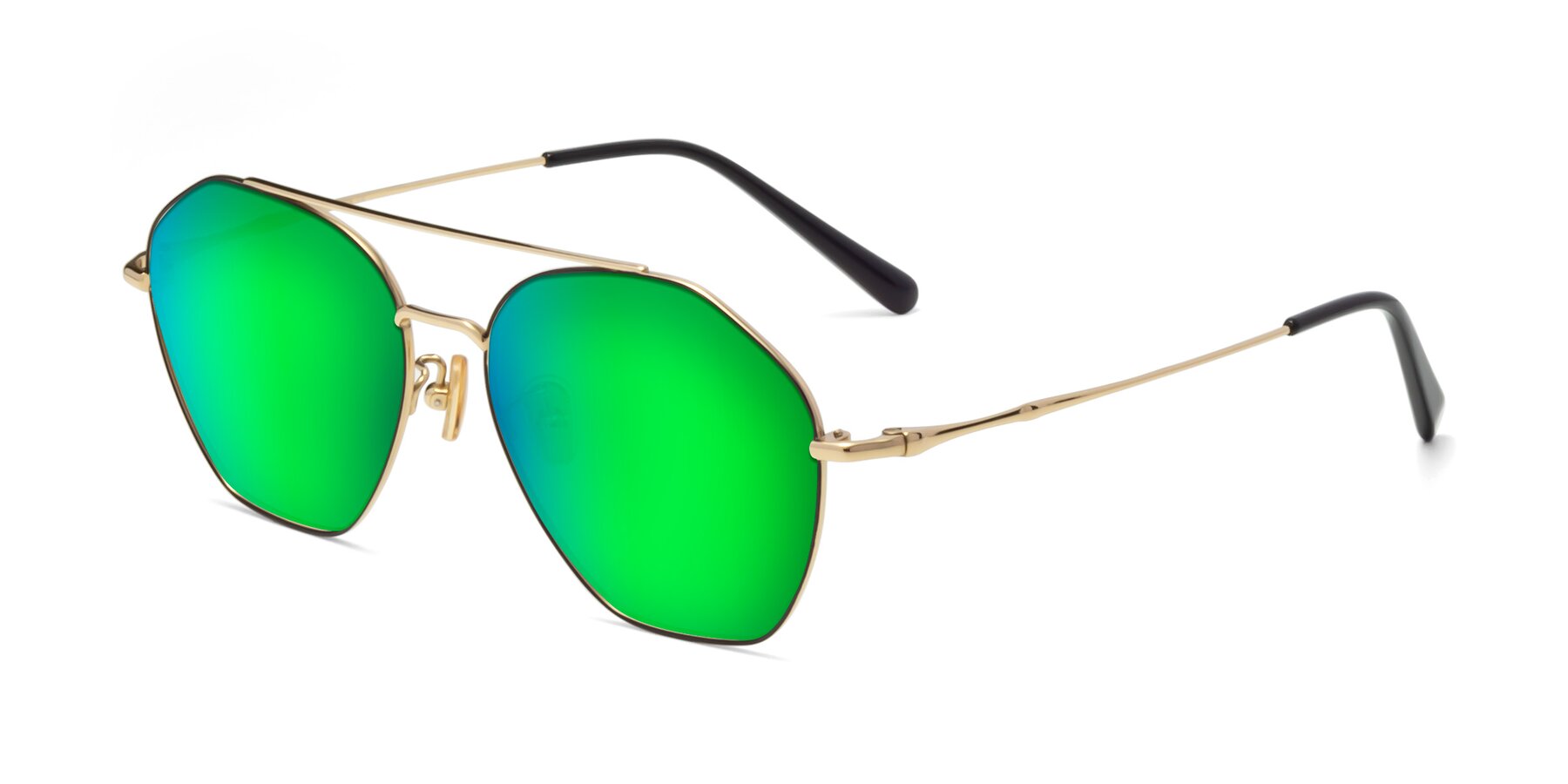 Angle of Linton in Black-Gold with Green Mirrored Lenses