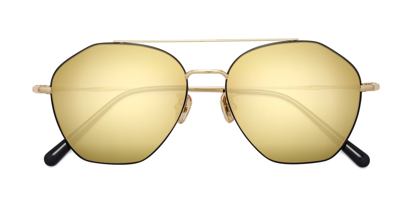 Linton - Black / Gold Flash Mirrored Sunglasses