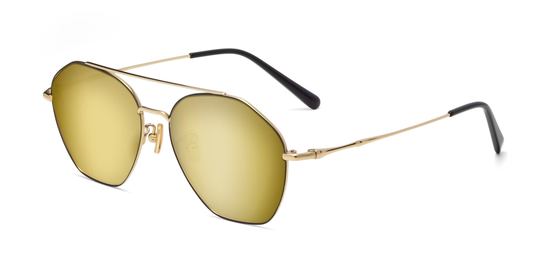Angle of 90042 in Black-Gold with Gold Mirrored Lenses