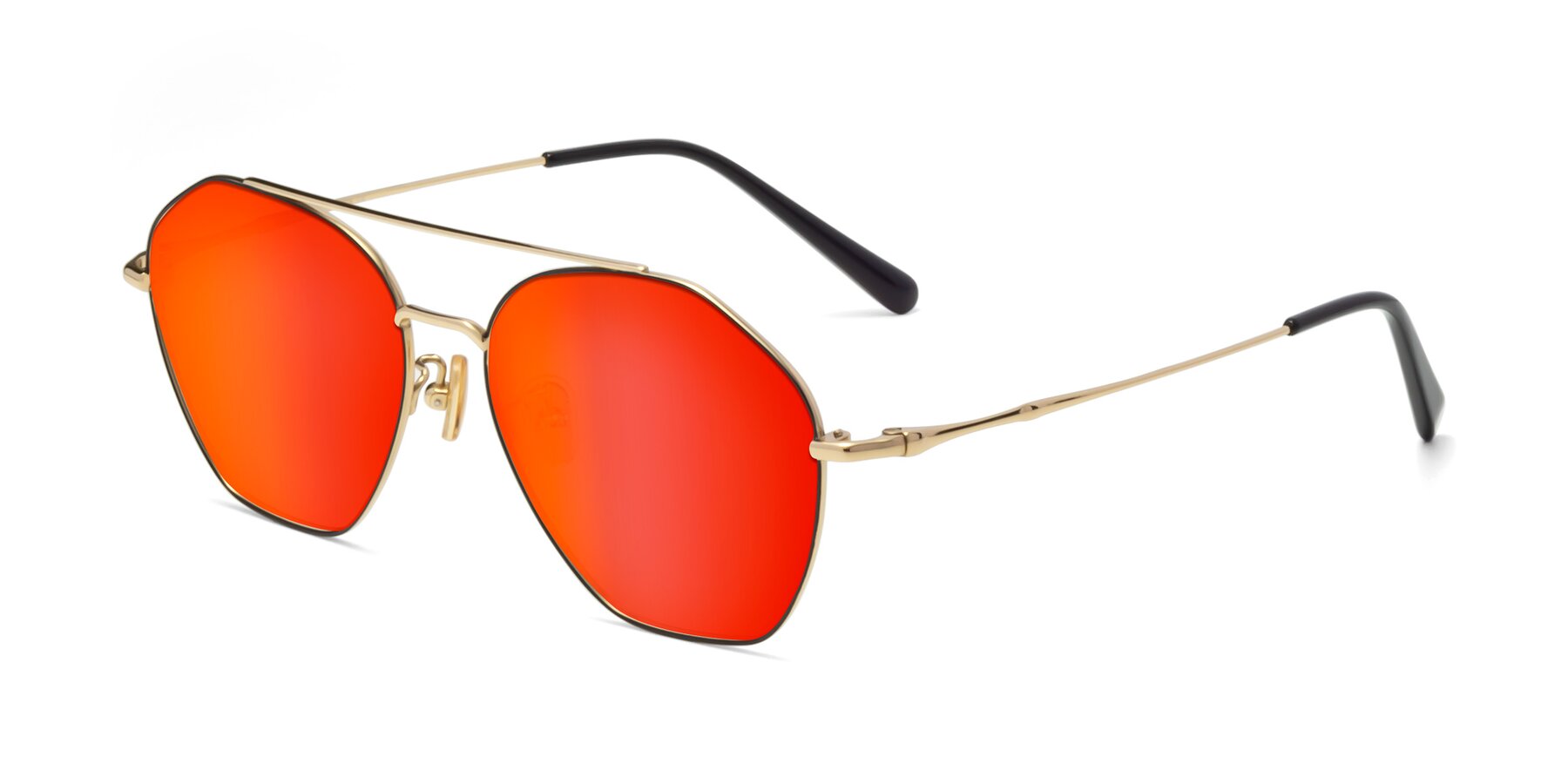 Angle of 90042 in Black-Gold with Red Gold Mirrored Lenses