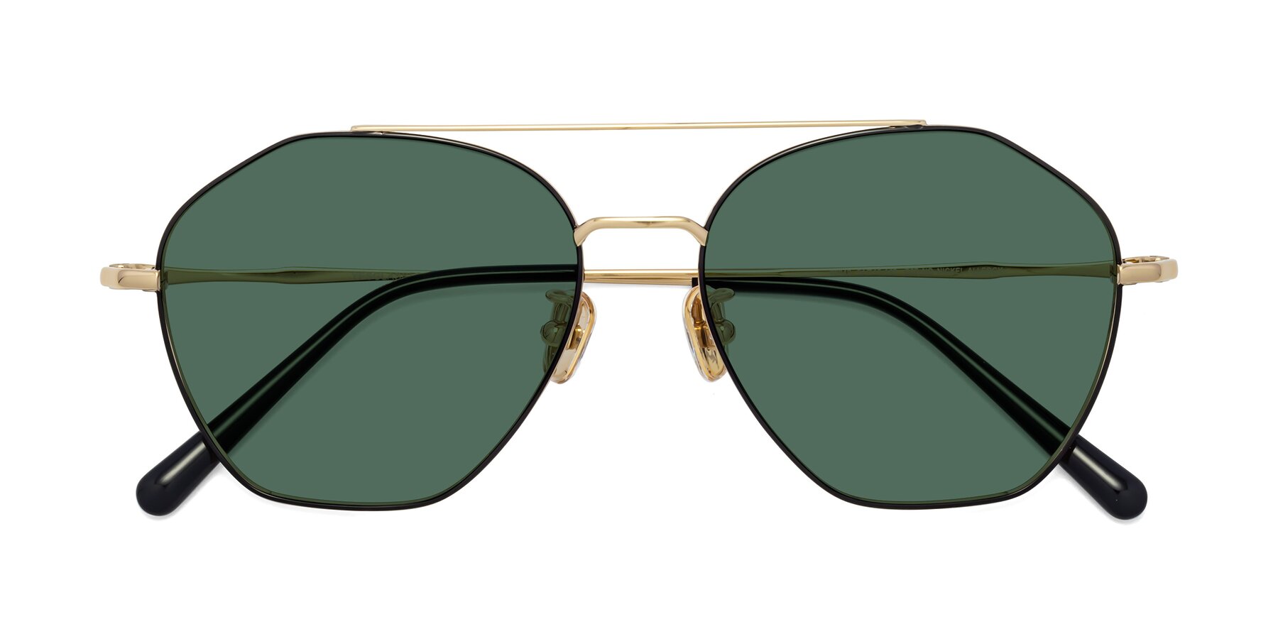Folded Front of 90042 in Black-Gold with Green Polarized Lenses