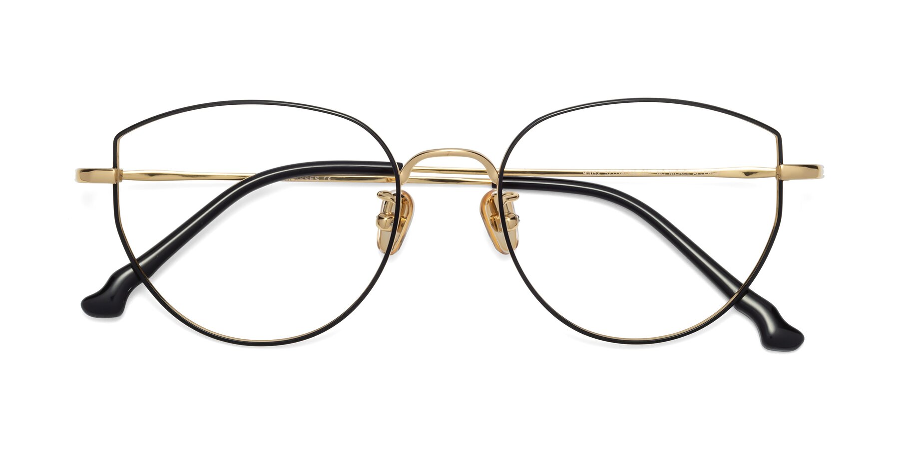 Folded Front of 90052 in Black-Gold with Clear Eyeglass Lenses