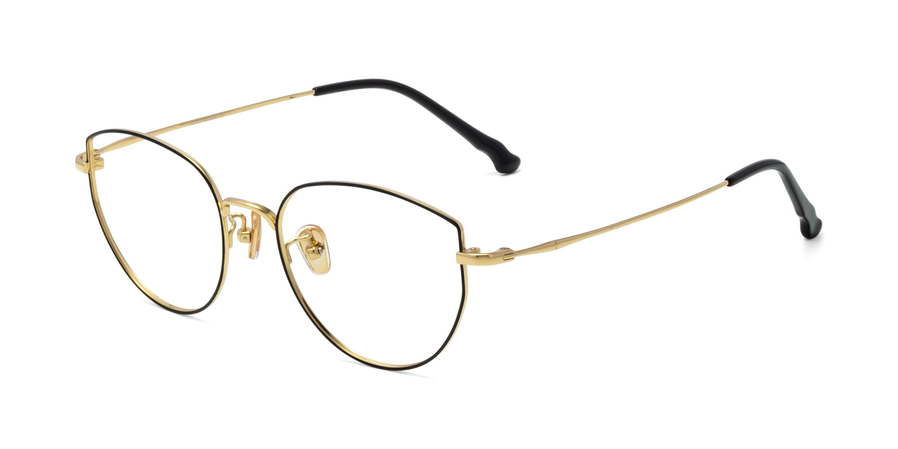 Angle of 90052 in Black-Gold with Clear Reading Eyeglass Lenses