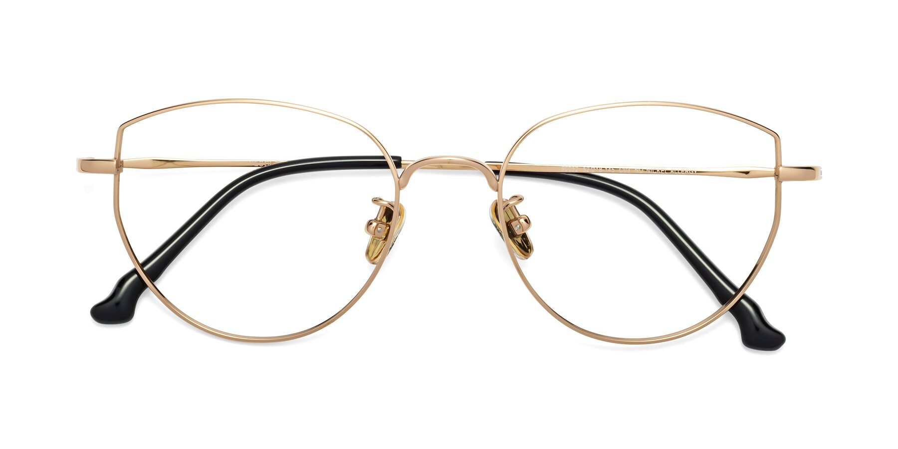 Folded Front of 90052 in Rose Gold with Clear Eyeglass Lenses