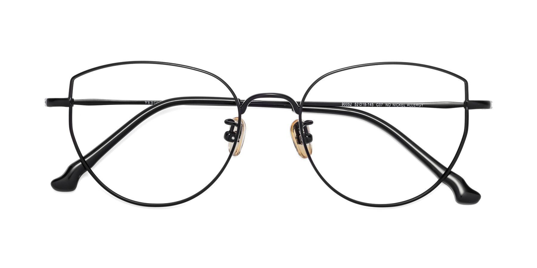Folded Front of 90052 in Black with Clear Eyeglass Lenses