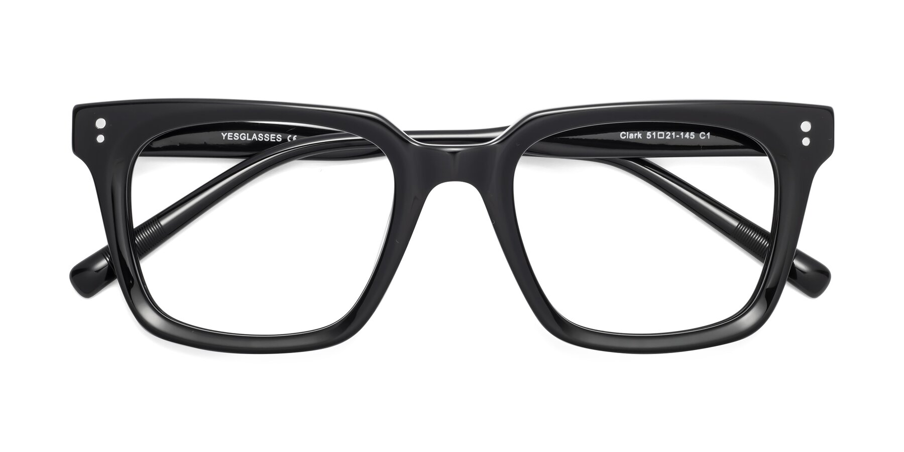 Folded Front of Clark in Black with Clear Reading Eyeglass Lenses