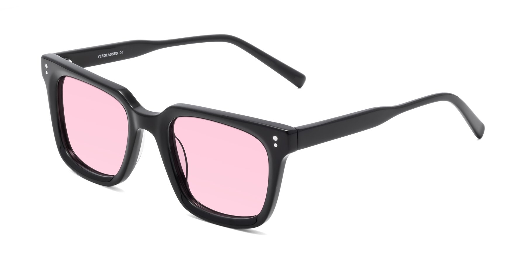 Angle of Clark in Black with Light Pink Tinted Lenses