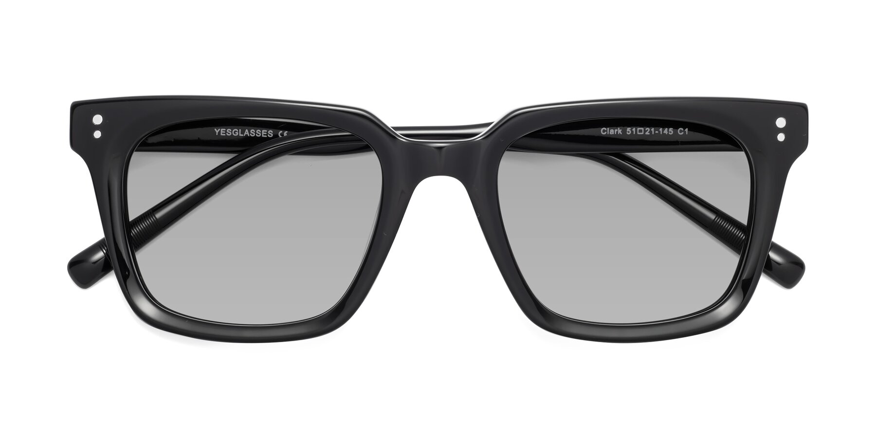 Folded Front of Clark in Black with Light Gray Tinted Lenses