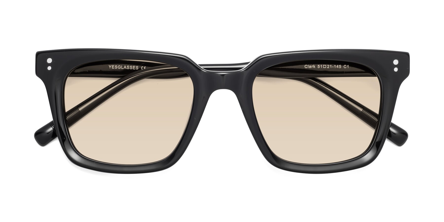 Folded Front of Clark in Black with Light Brown Tinted Lenses