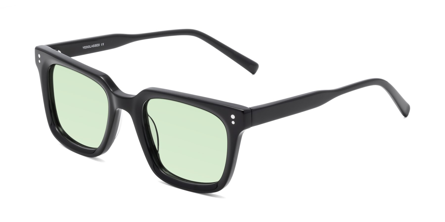 Angle of Clark in Black with Light Green Tinted Lenses