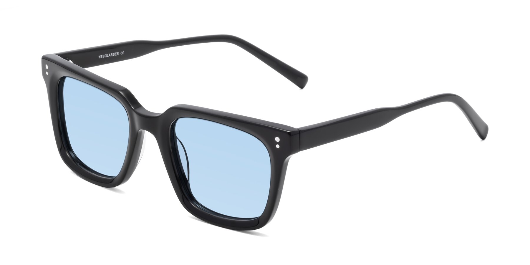 Angle of Clark in Black with Light Blue Tinted Lenses