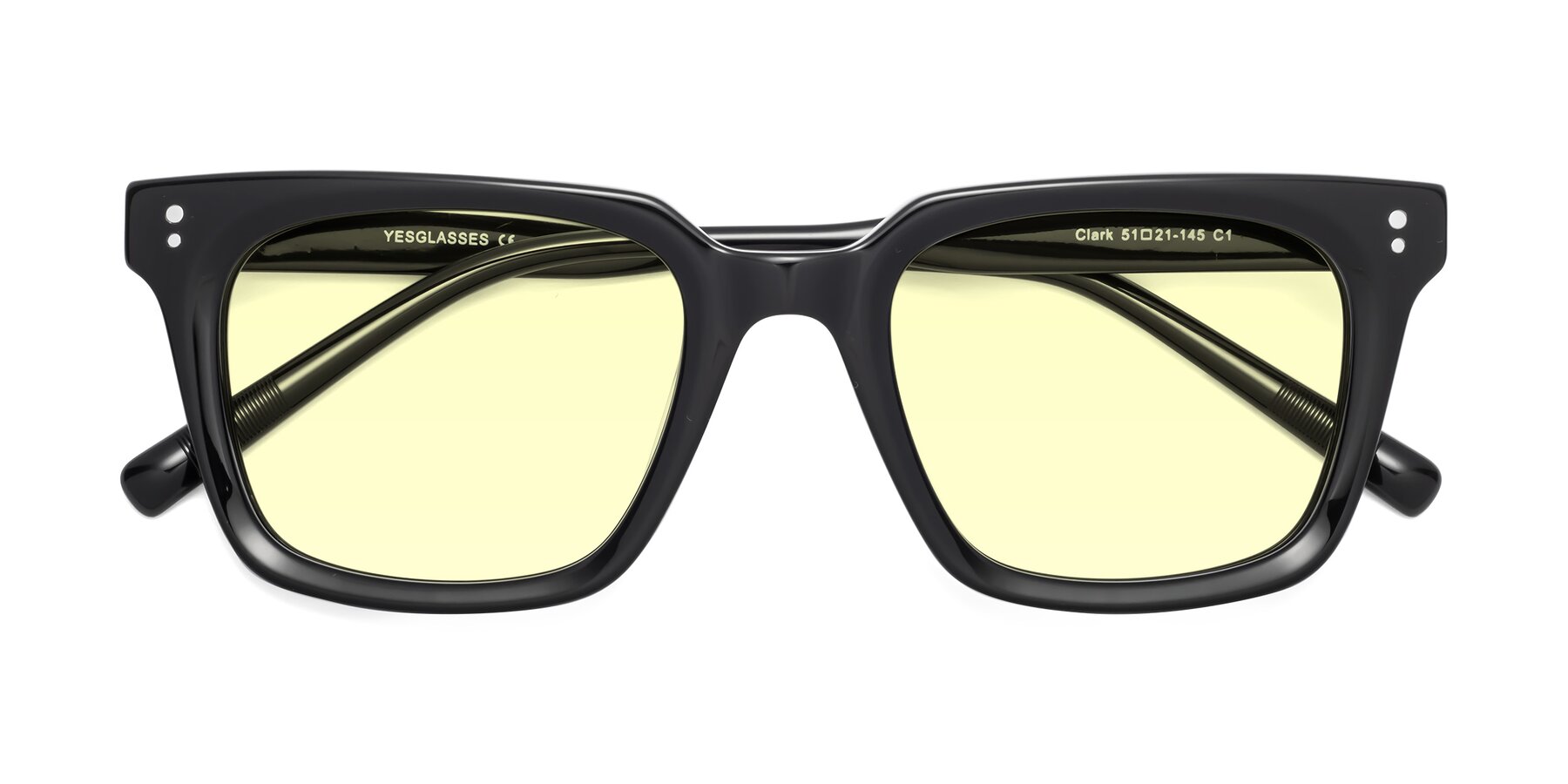 Folded Front of Clark in Black with Light Yellow Tinted Lenses