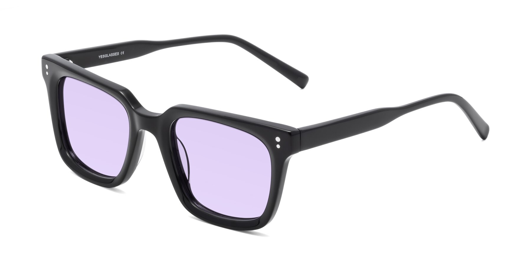 Angle of Clark in Black with Light Purple Tinted Lenses