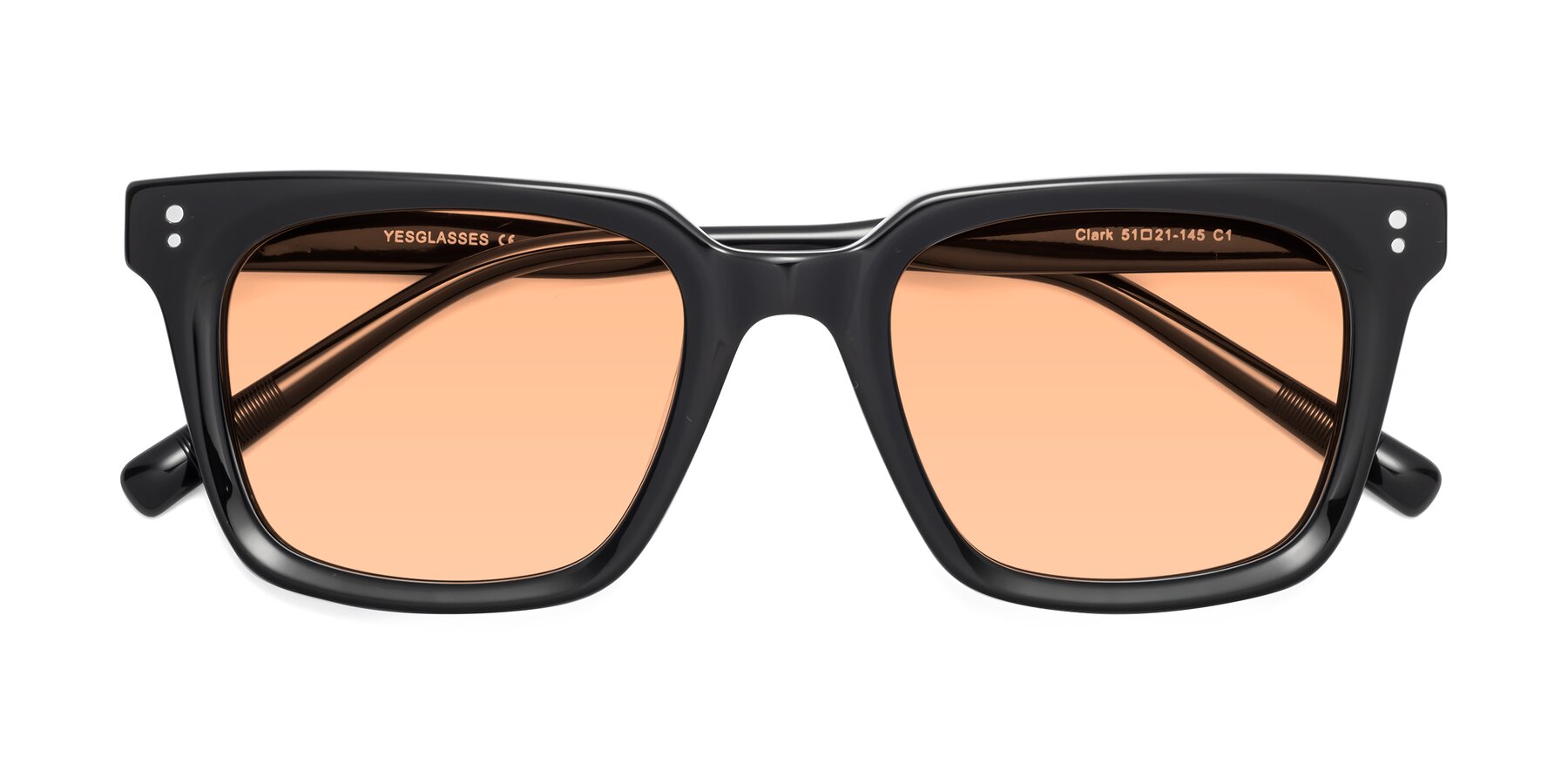 Folded Front of Clark in Black with Light Orange Tinted Lenses