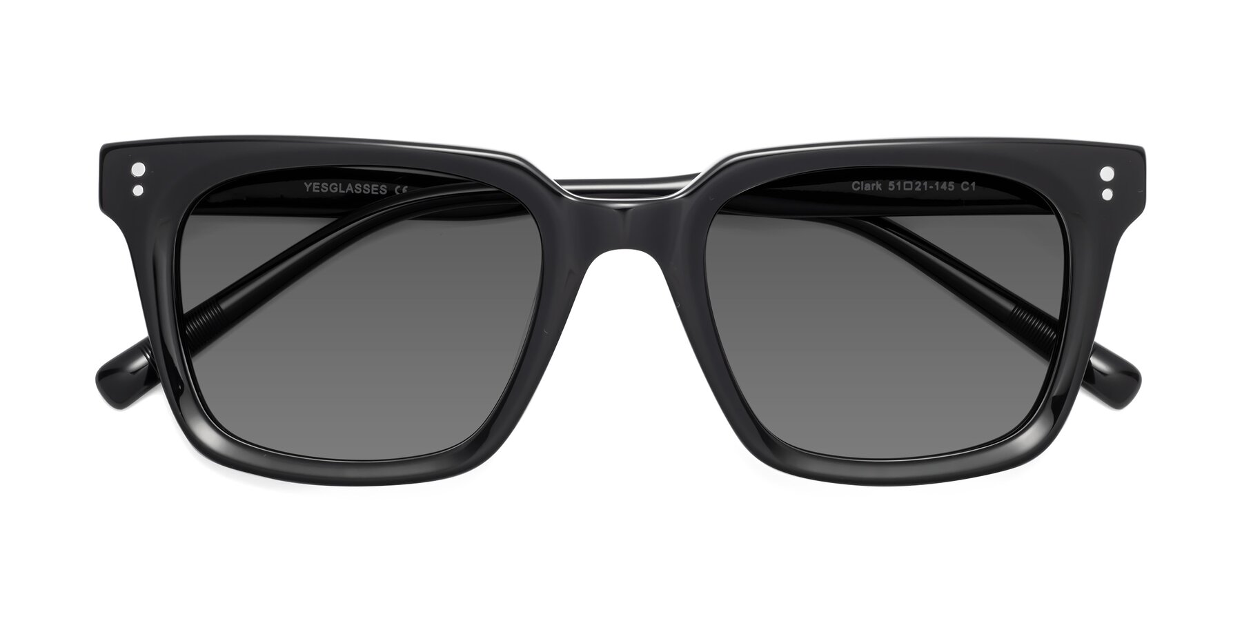 Folded Front of Clark in Black with Medium Gray Tinted Lenses