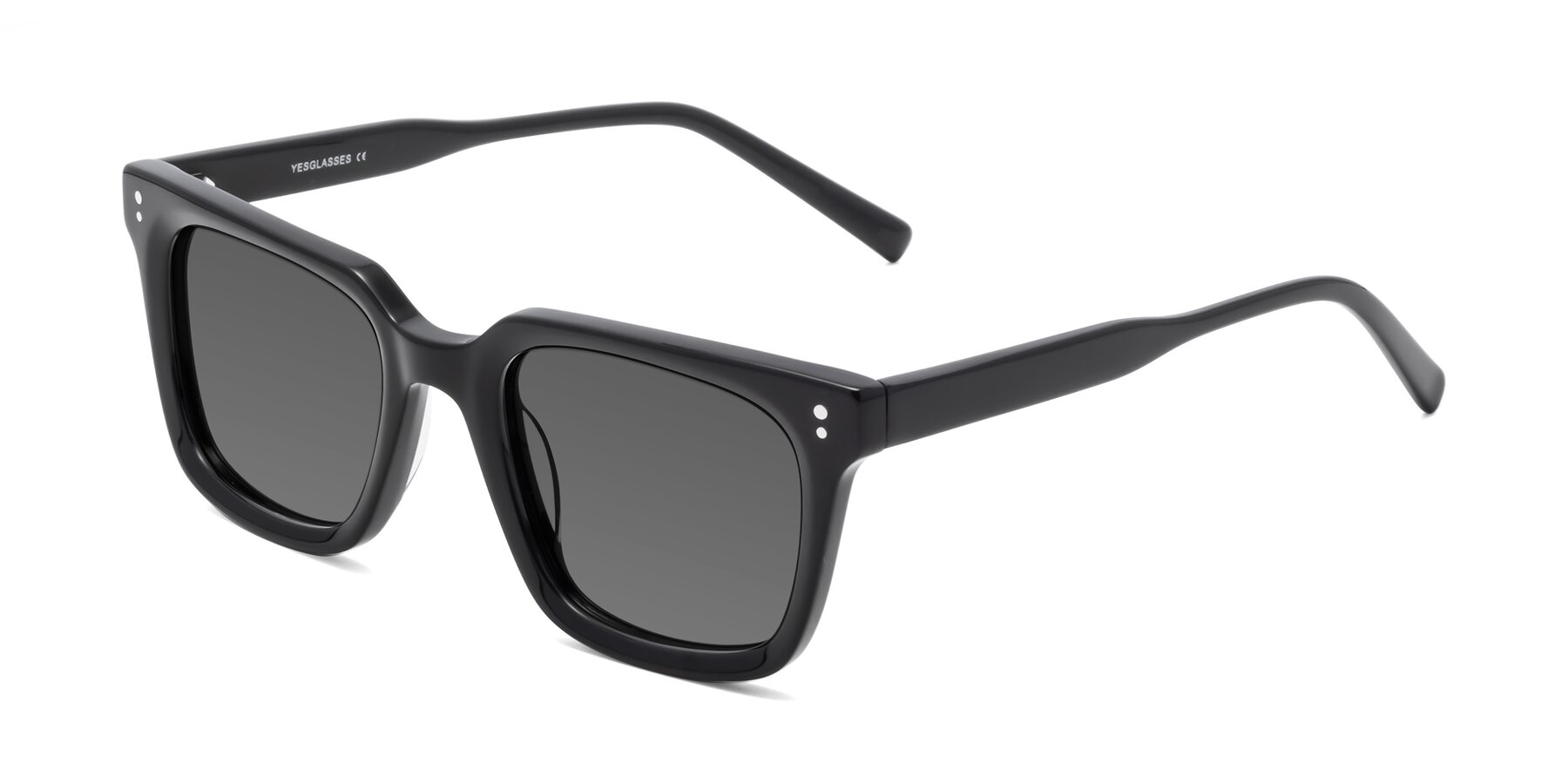 Angle of Clark in Black with Medium Gray Tinted Lenses
