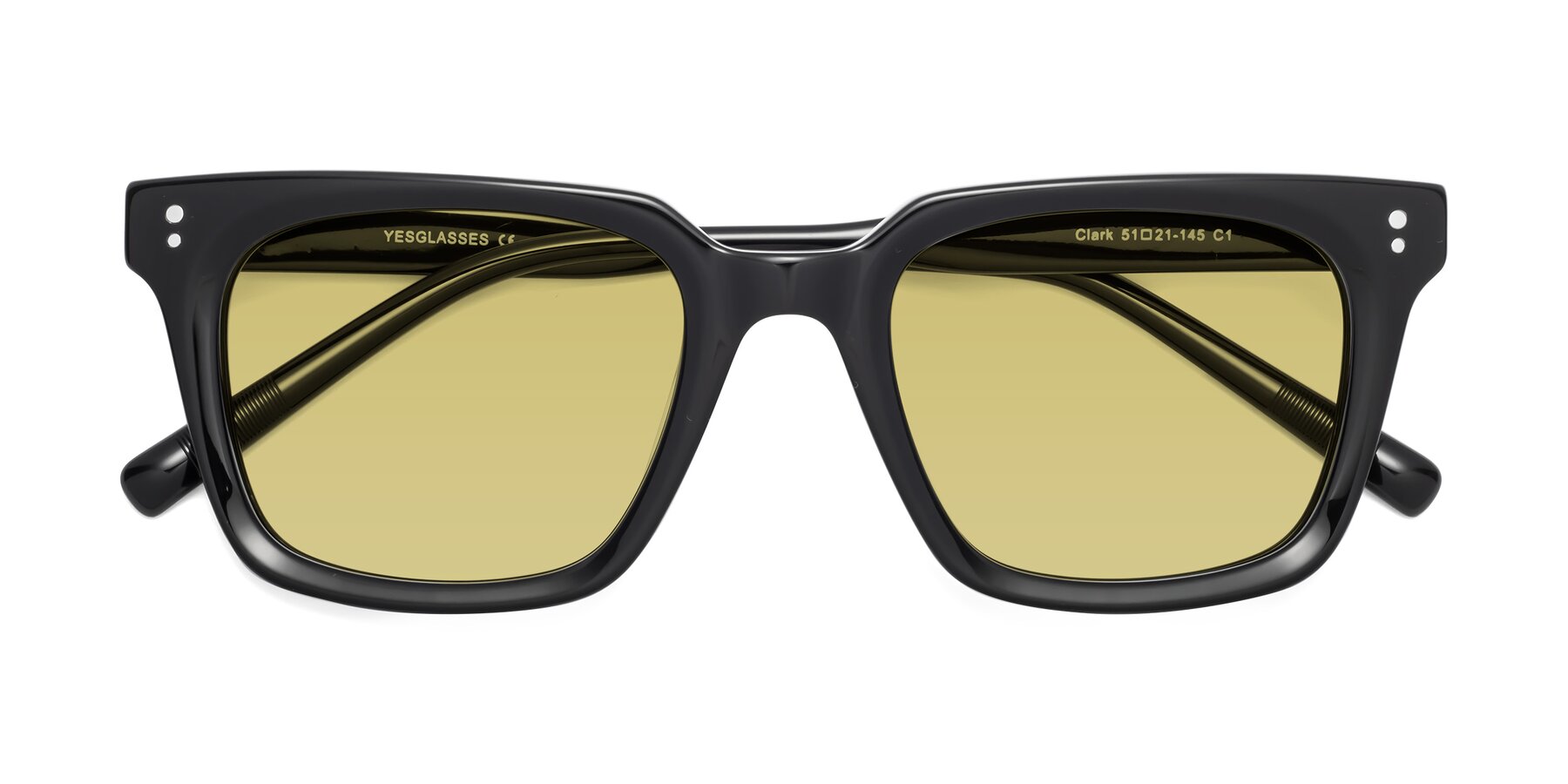 Folded Front of Clark in Black with Medium Champagne Tinted Lenses