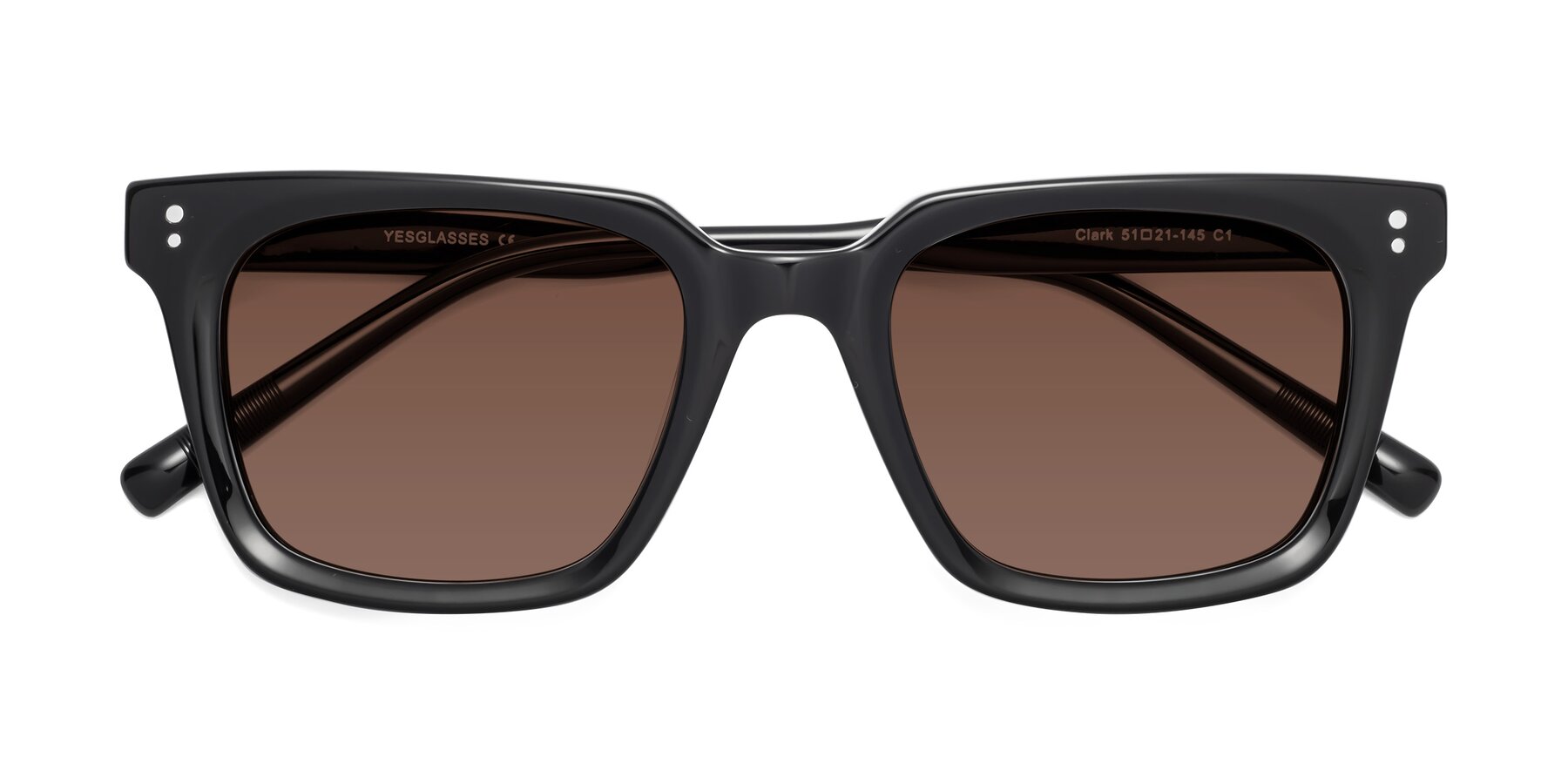 Folded Front of Clark in Black with Brown Tinted Lenses