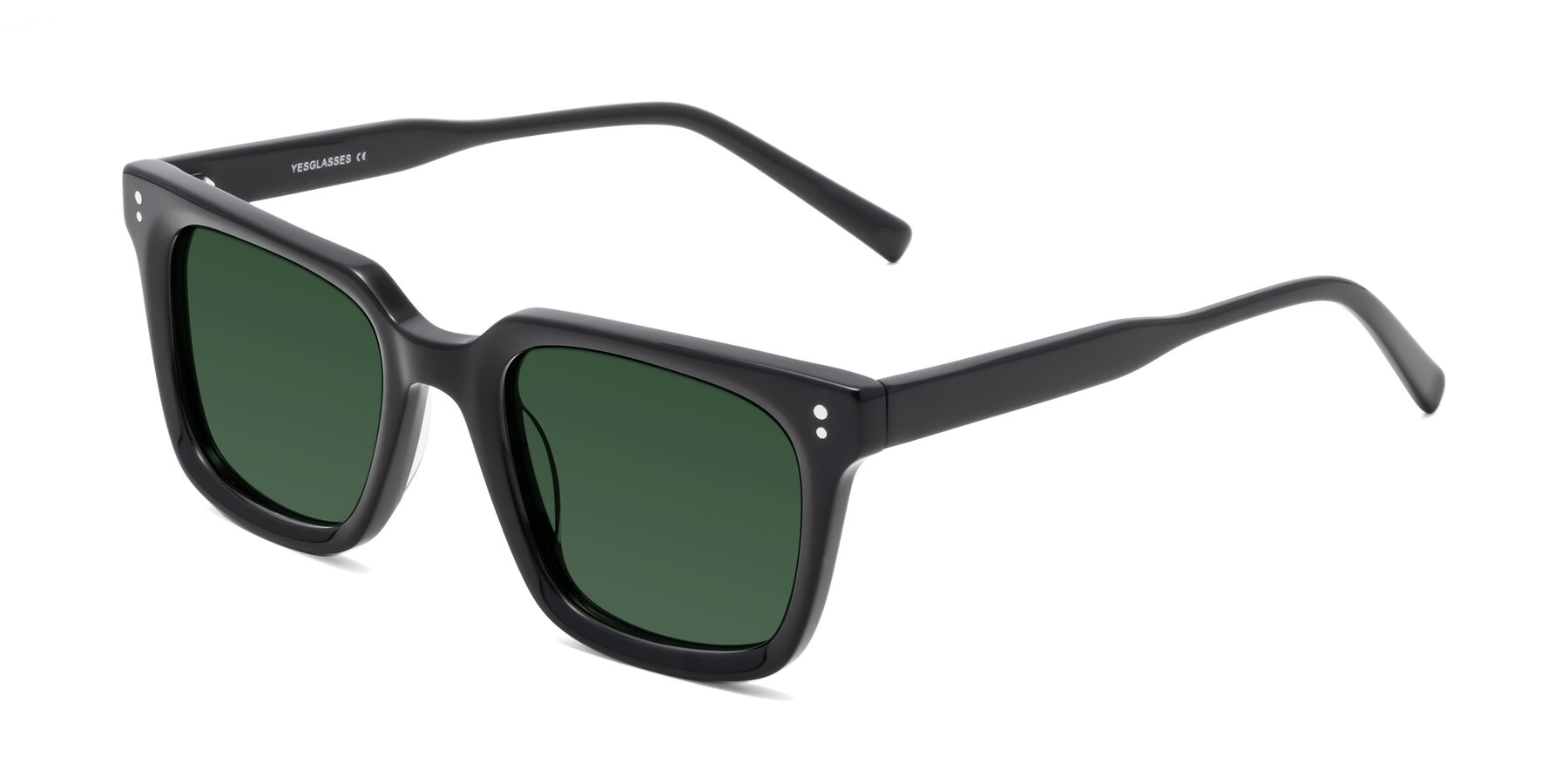 Angle of Clark in Black with Green Tinted Lenses