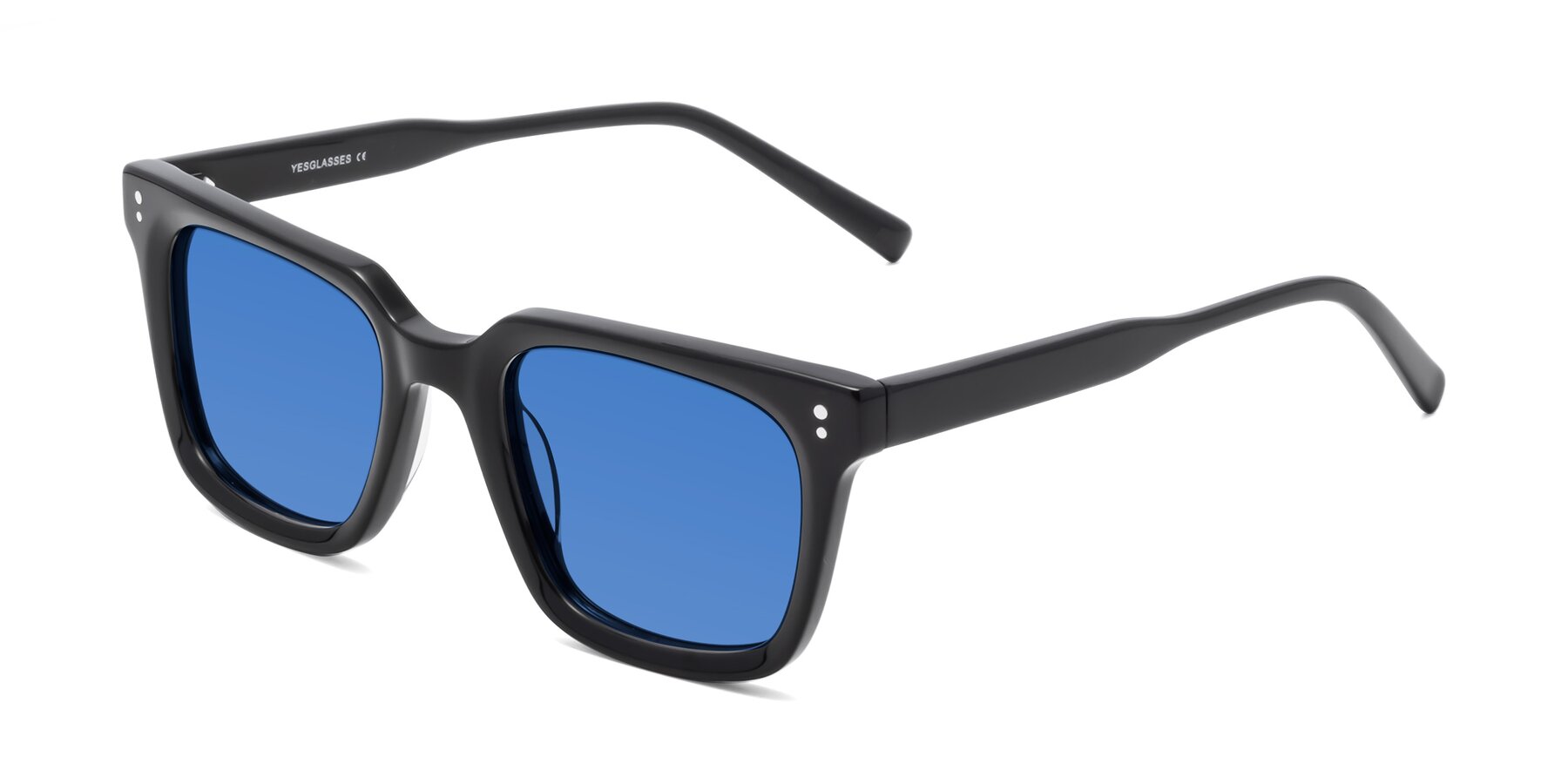 Angle of Clark in Black with Blue Tinted Lenses