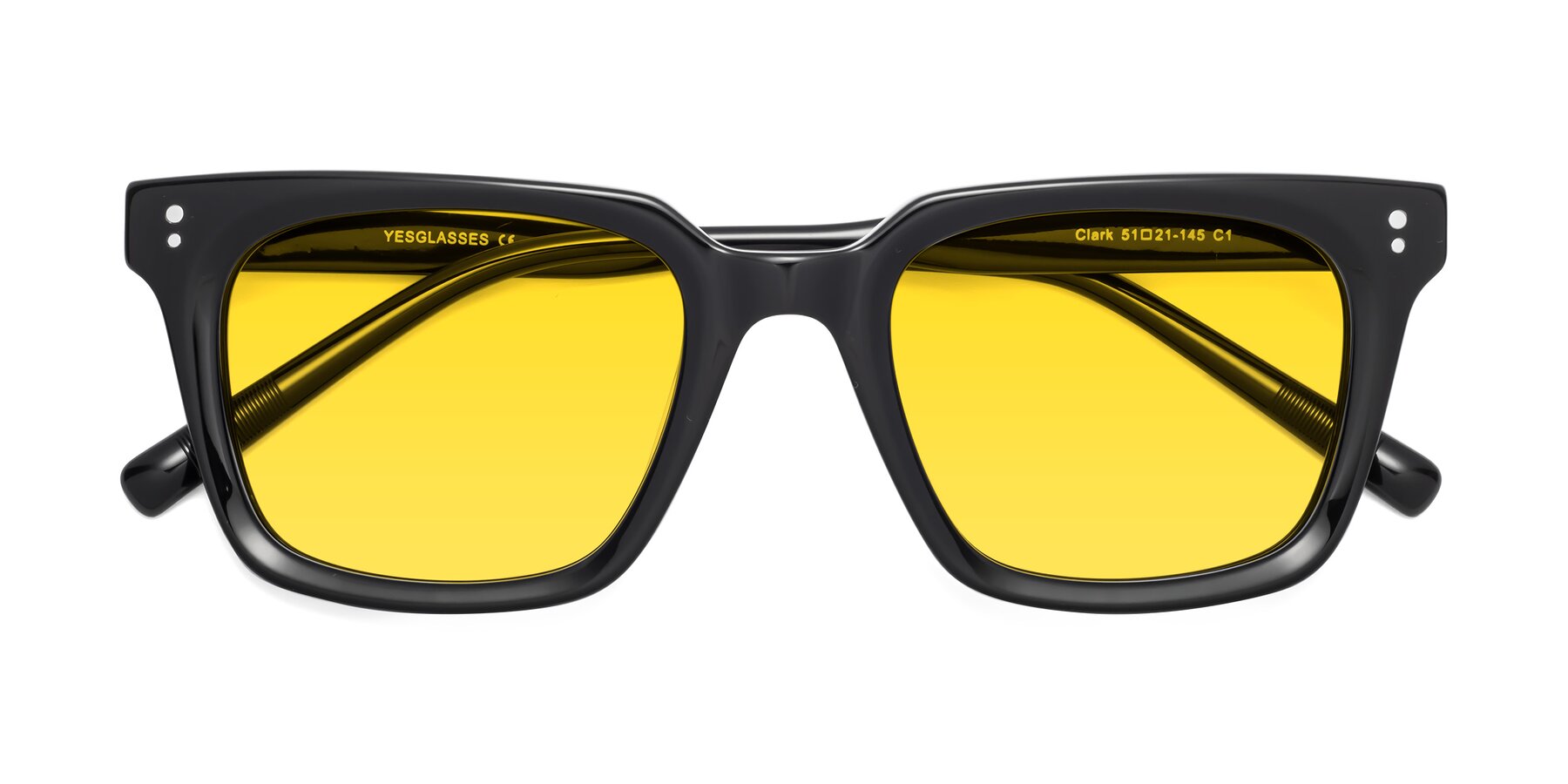 Folded Front of Clark in Black with Yellow Tinted Lenses