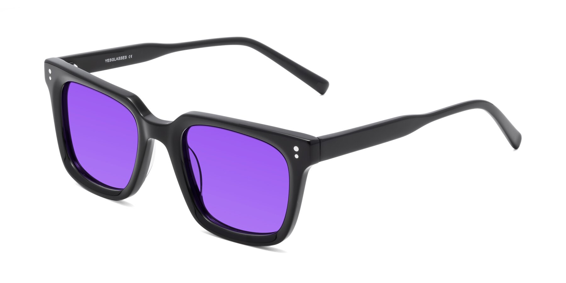 Angle of Clark in Black with Purple Tinted Lenses