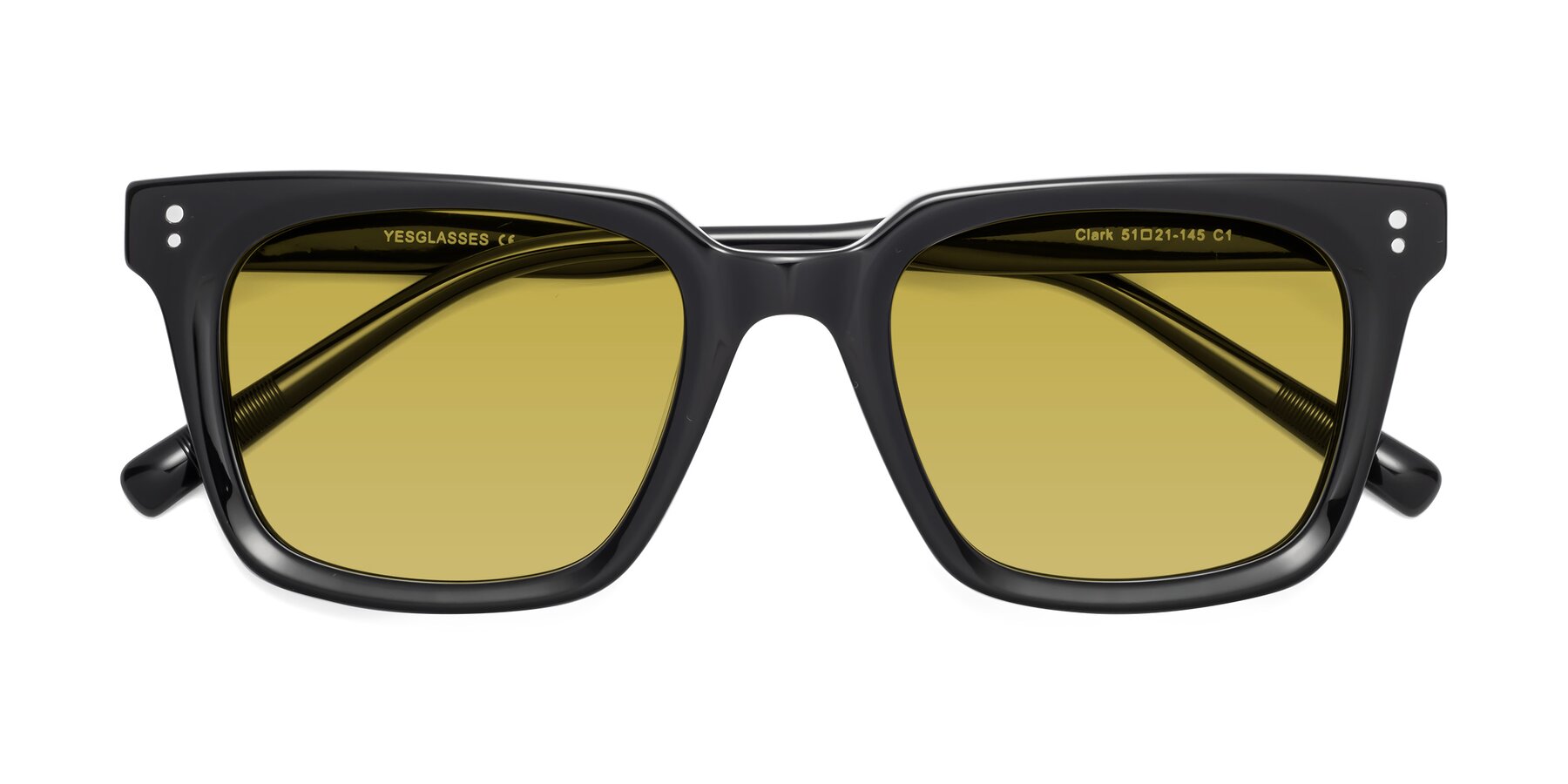 Folded Front of Clark in Black with Champagne Tinted Lenses