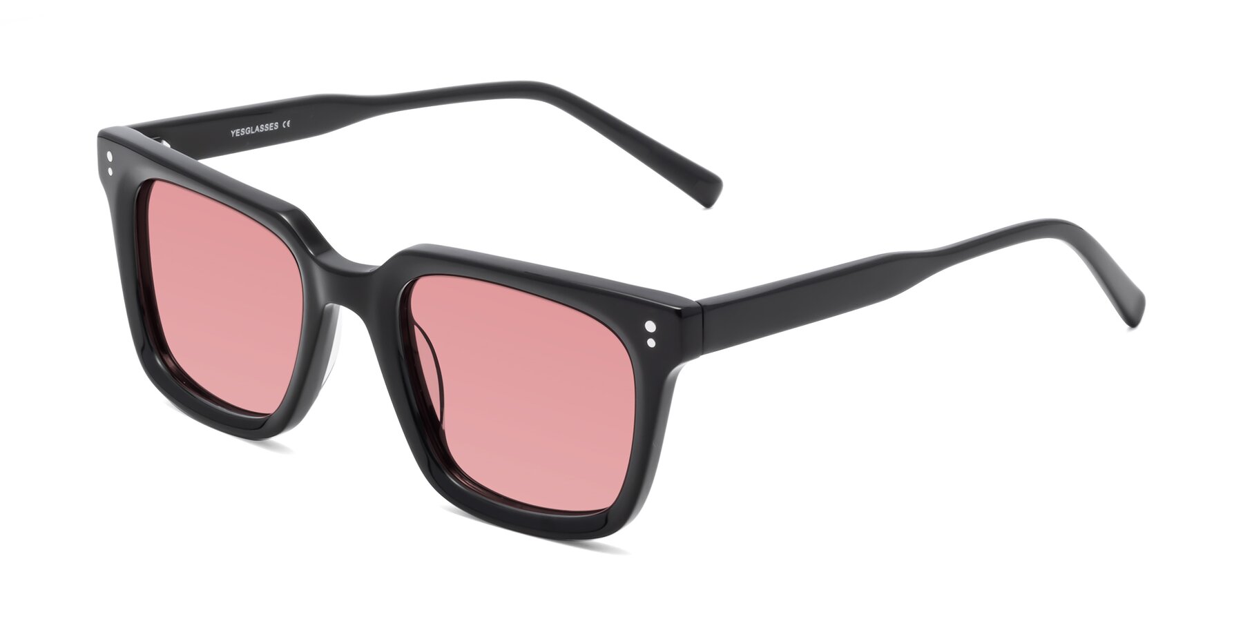 Angle of Clark in Black with Medium Garnet Tinted Lenses