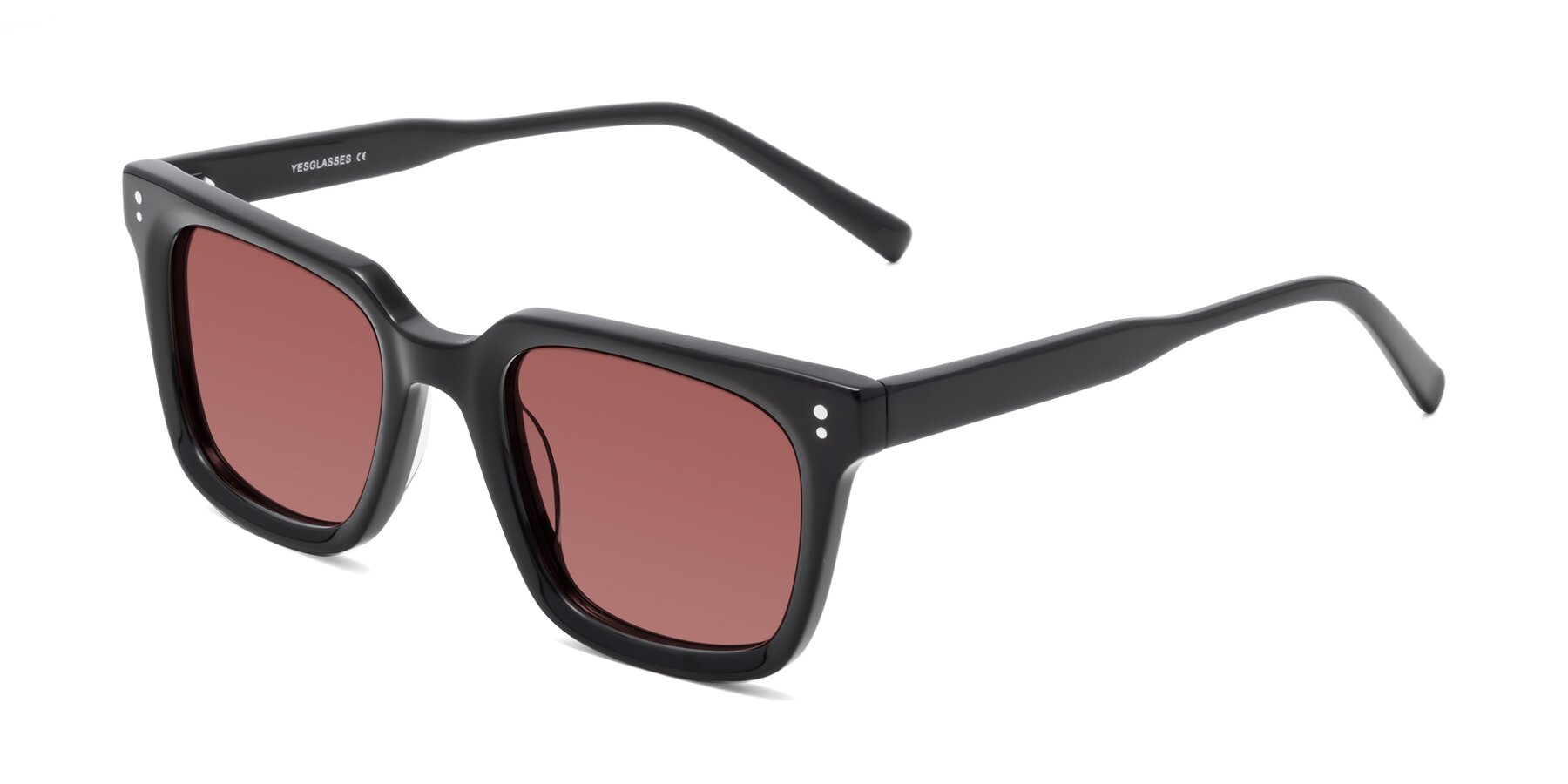 Angle of Clark in Black with Garnet Tinted Lenses