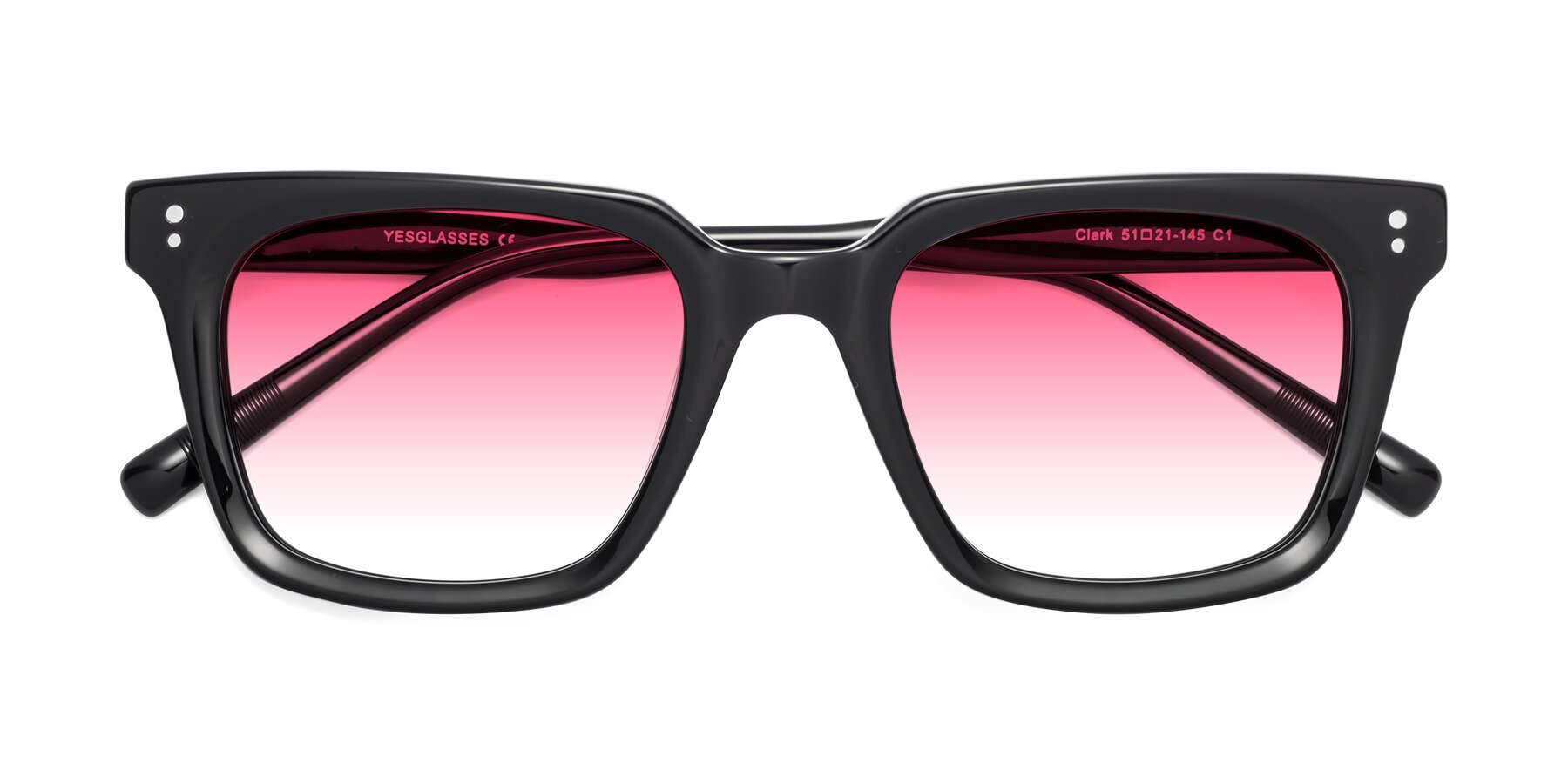Folded Front of Clark in Black with Pink Gradient Lenses