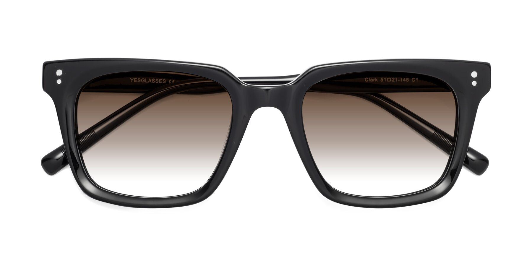 Folded Front of Clark in Black with Brown Gradient Lenses