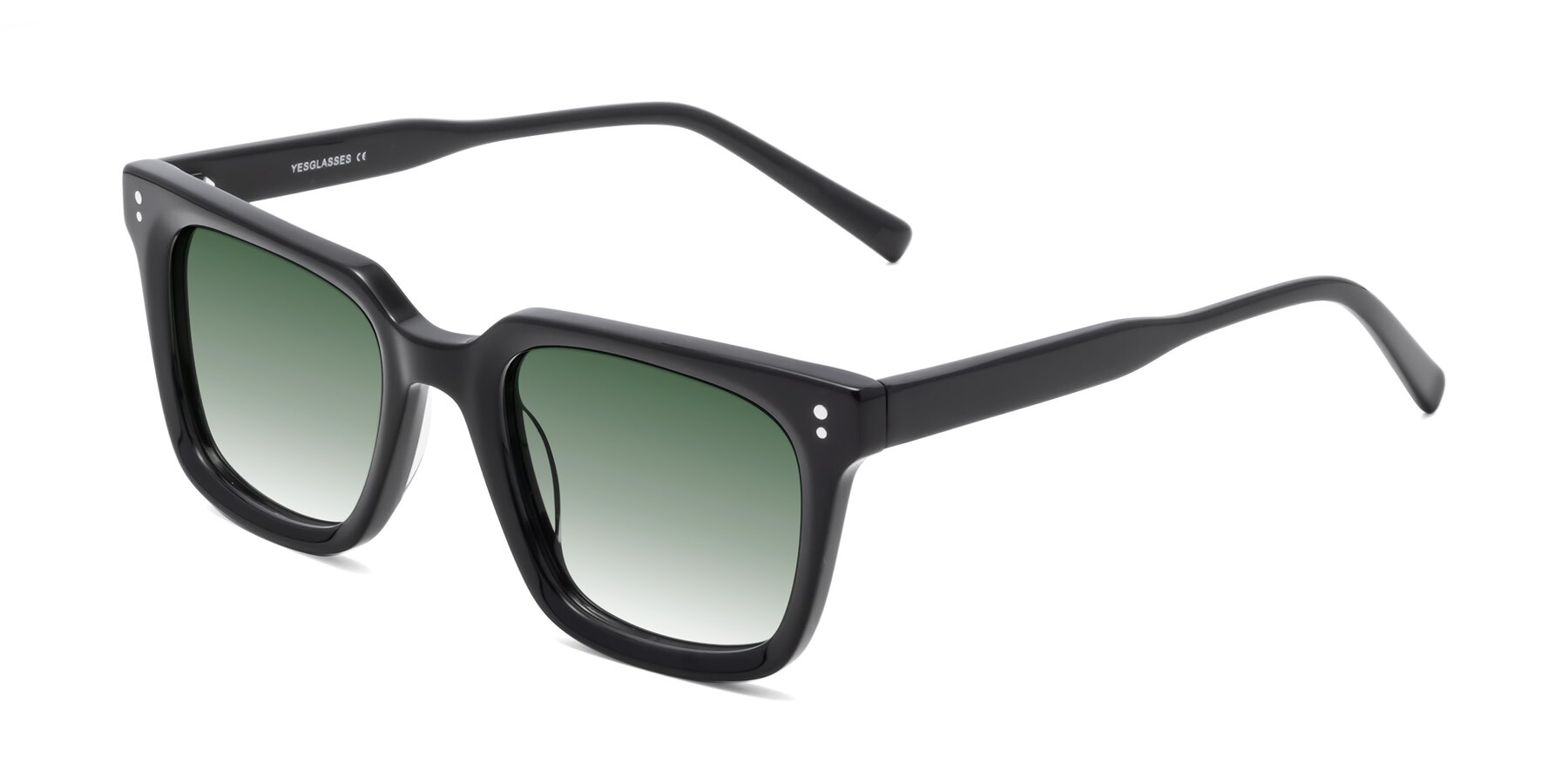 Angle of Clark in Black with Green Gradient Lenses