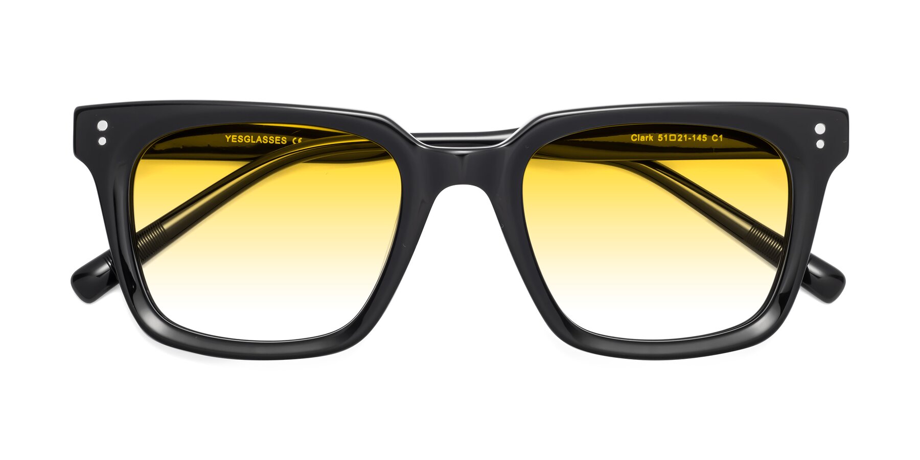 Folded Front of Clark in Black with Yellow Gradient Lenses