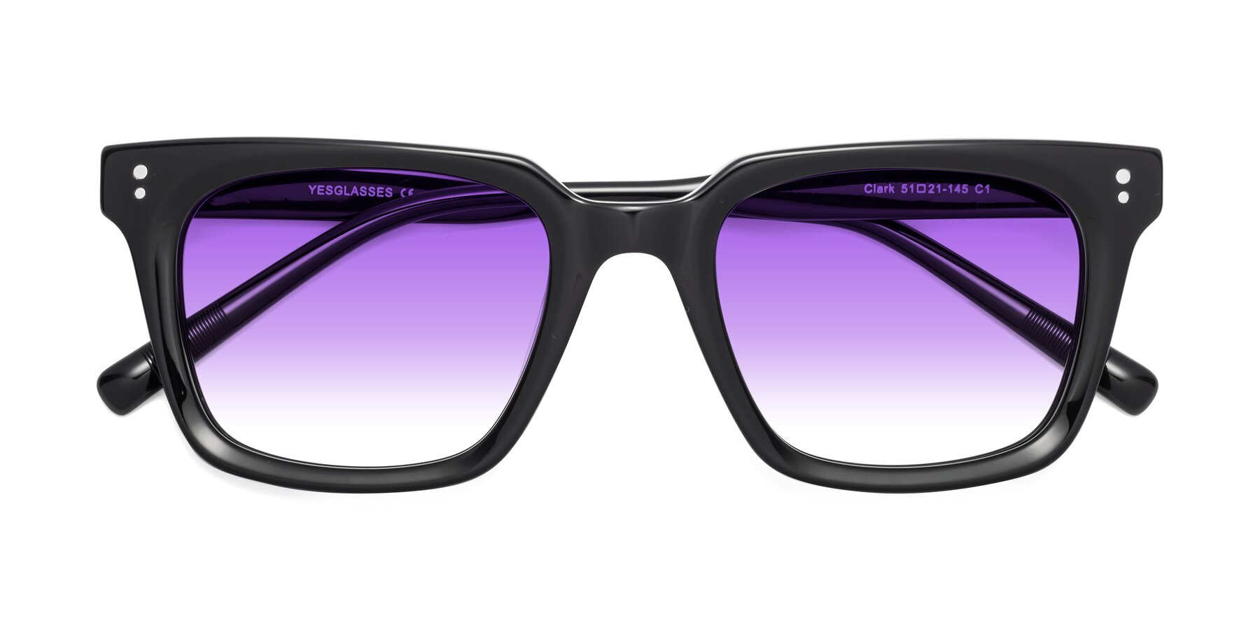 Folded Front of Clark in Black with Purple Gradient Lenses