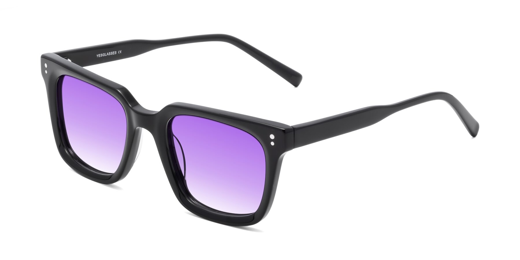 Angle of Clark in Black with Purple Gradient Lenses