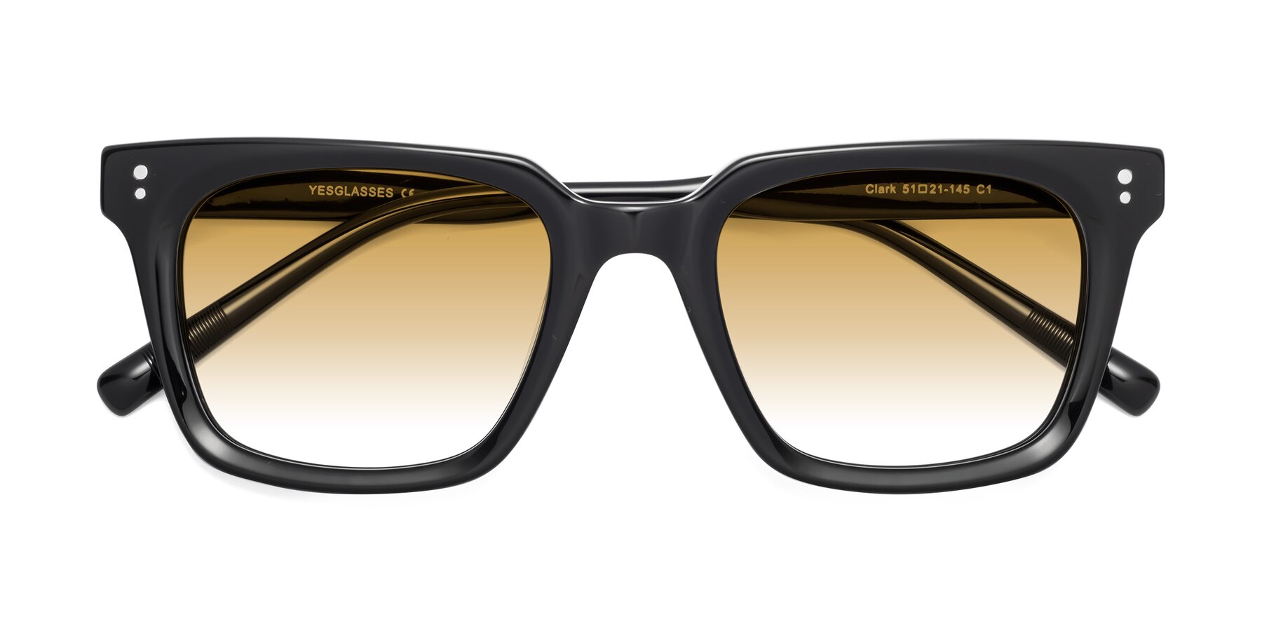 Folded Front of Clark in Black with Champagne Gradient Lenses